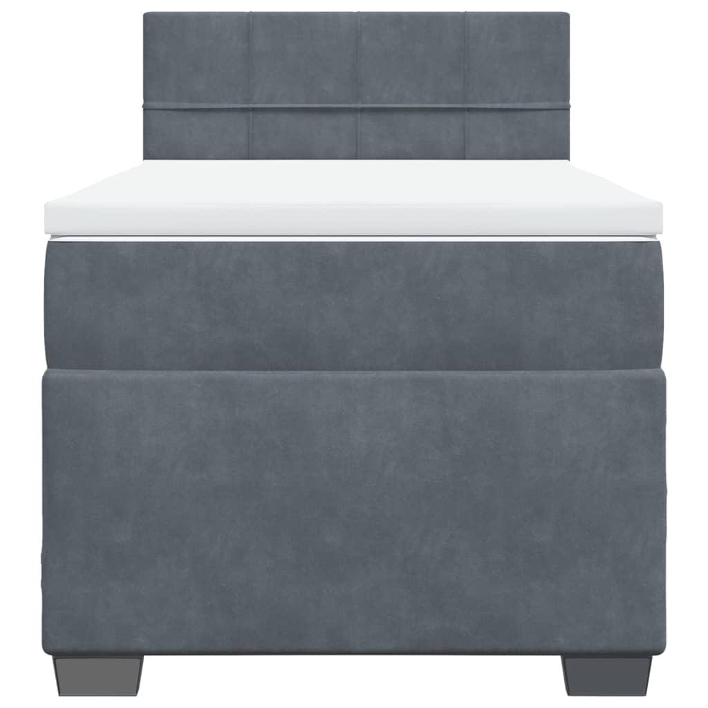 Box Spring Bed with Mattress Dark Grey King Single Fabric