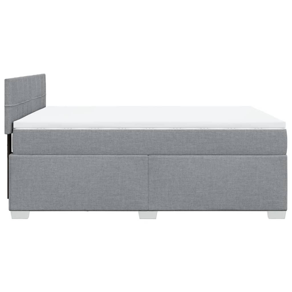 Box Spring Bed with Mattress Dark Grey Double Fabric