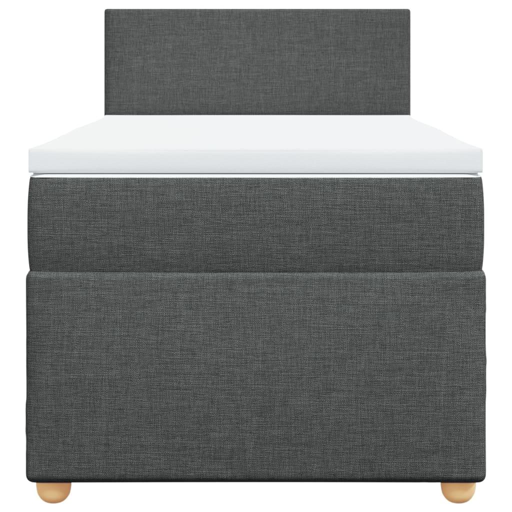 Box Spring Bed with Mattress Dark Grey King Single Fabric