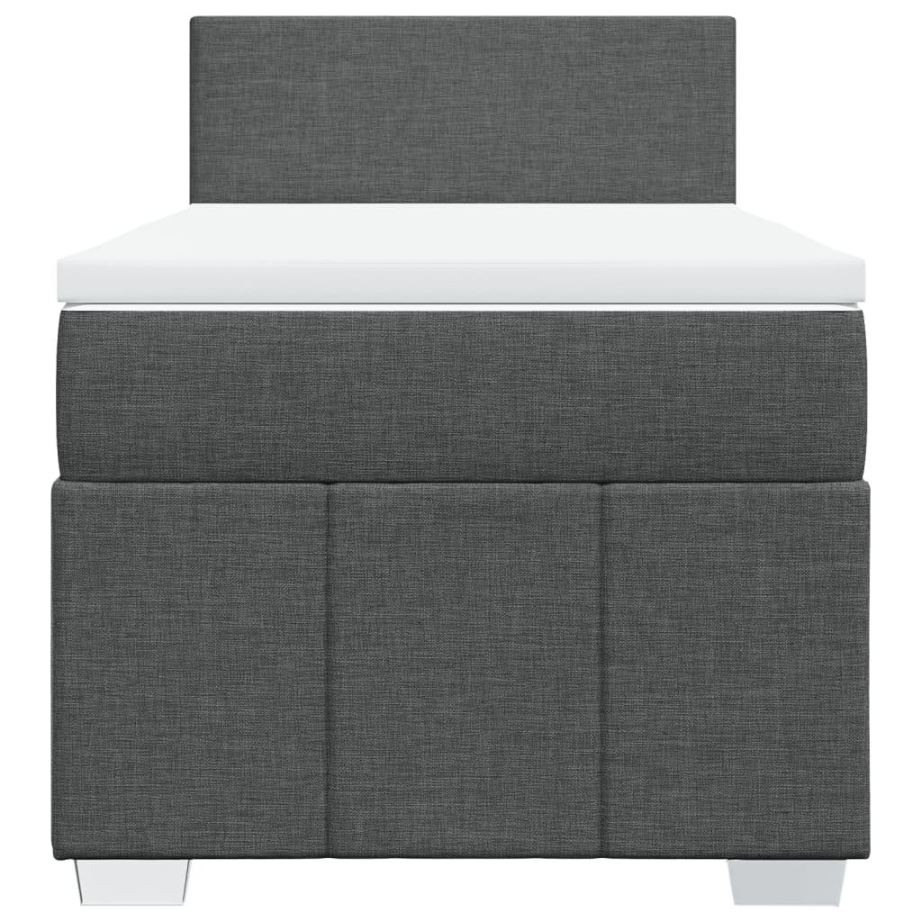 Box Spring Bed with Mattress Dark Grey King Single Fabric