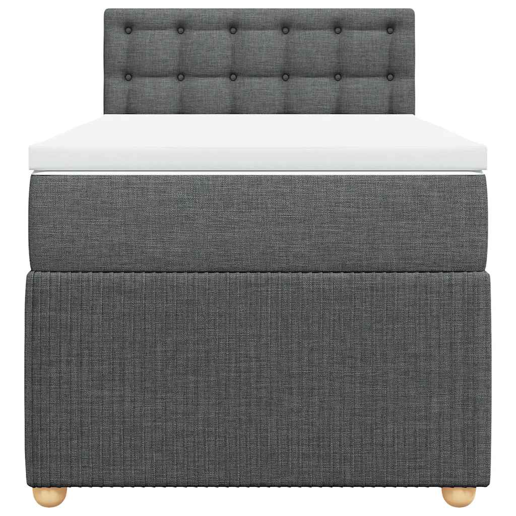 Box Spring Bed with Mattress Dark Grey King Single Fabric