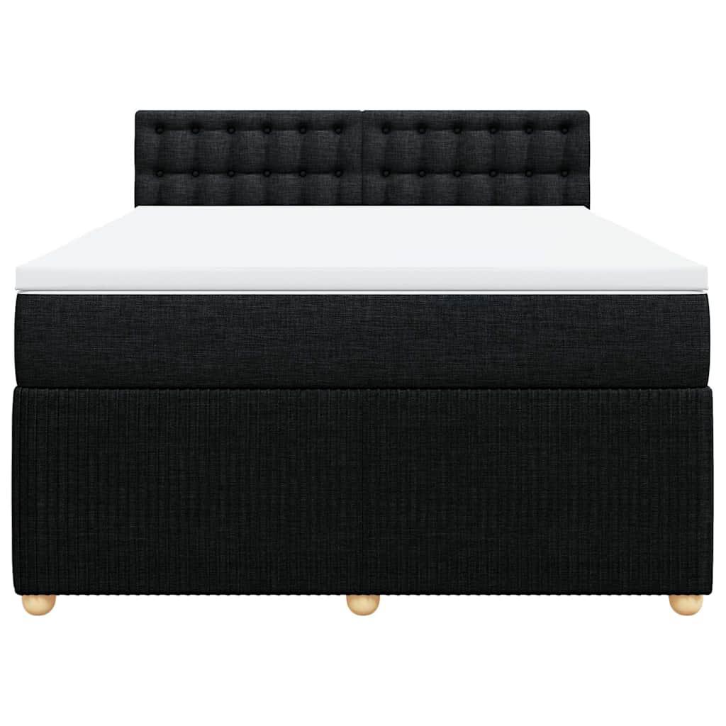 Box Spring Bed with Mattress Black Double Fabric