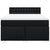 Box Spring Bed with Mattress Black Queen Fabric