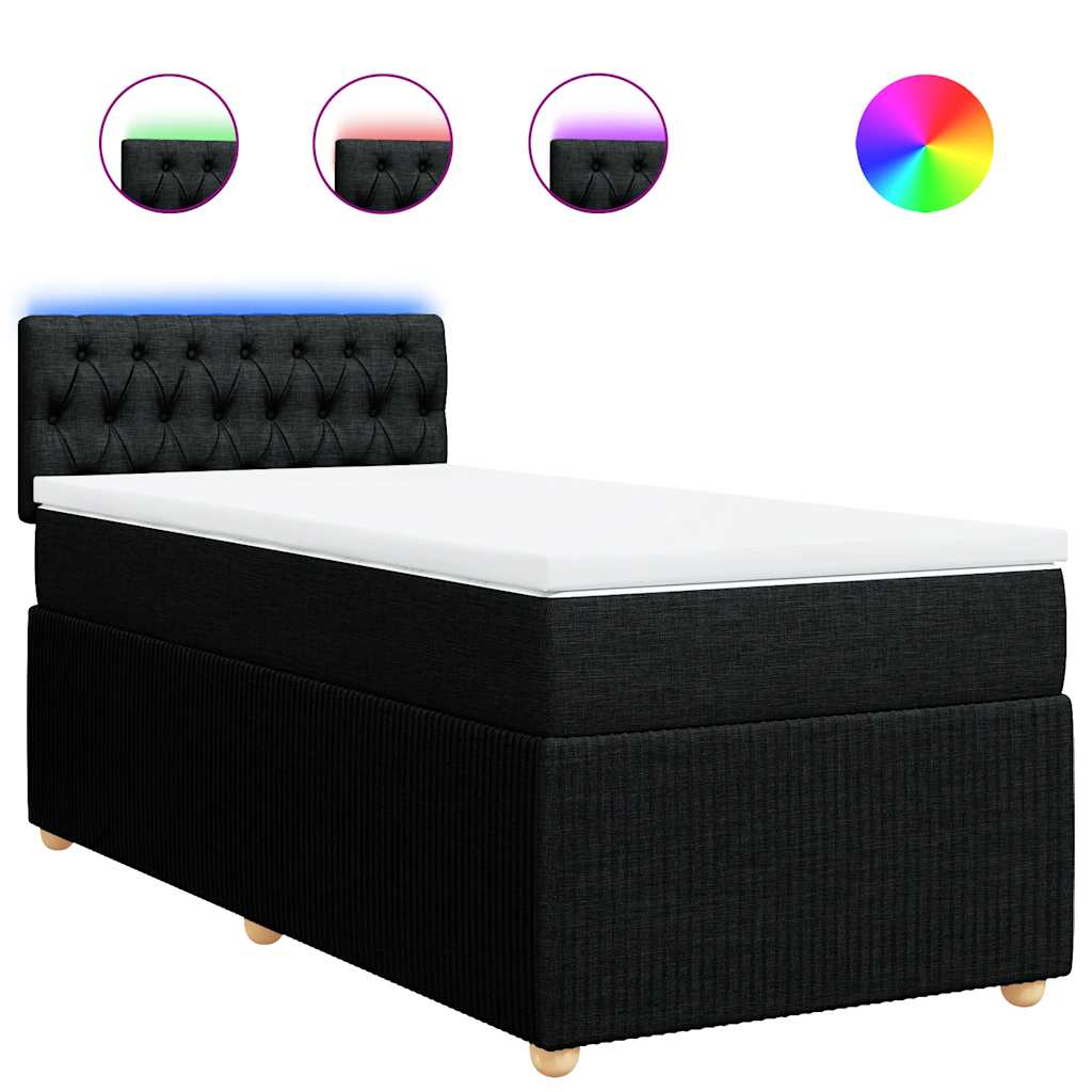 Box Spring Bed with Mattress Dark Grey King Single Fabric