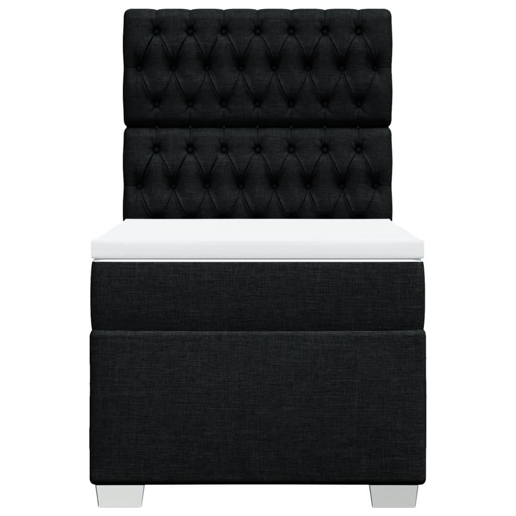 Box Spring Bed with Mattress Black King Single Fabric