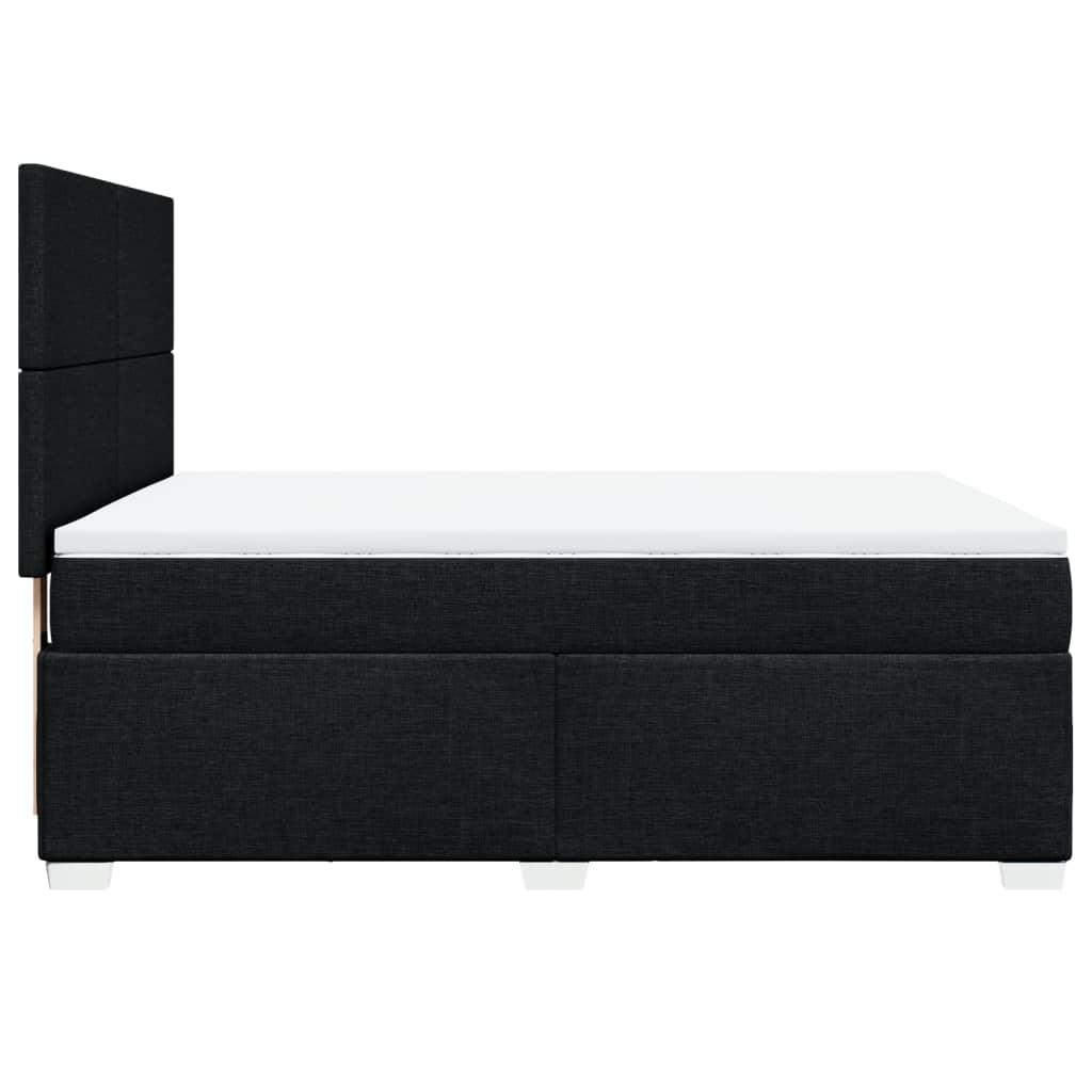 Box Spring Bed with Mattress Black Queen Fabric