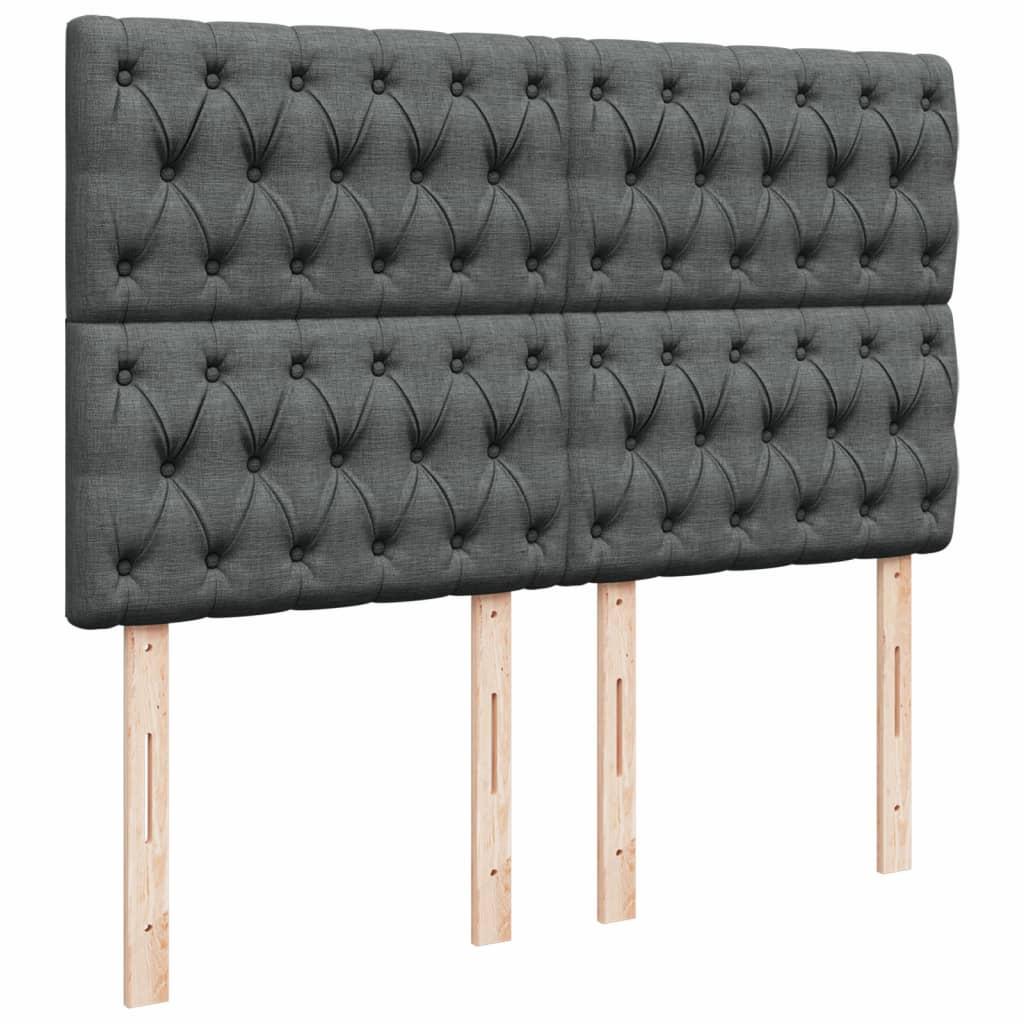 Box Spring Bed with Mattress Black Queen Fabric
