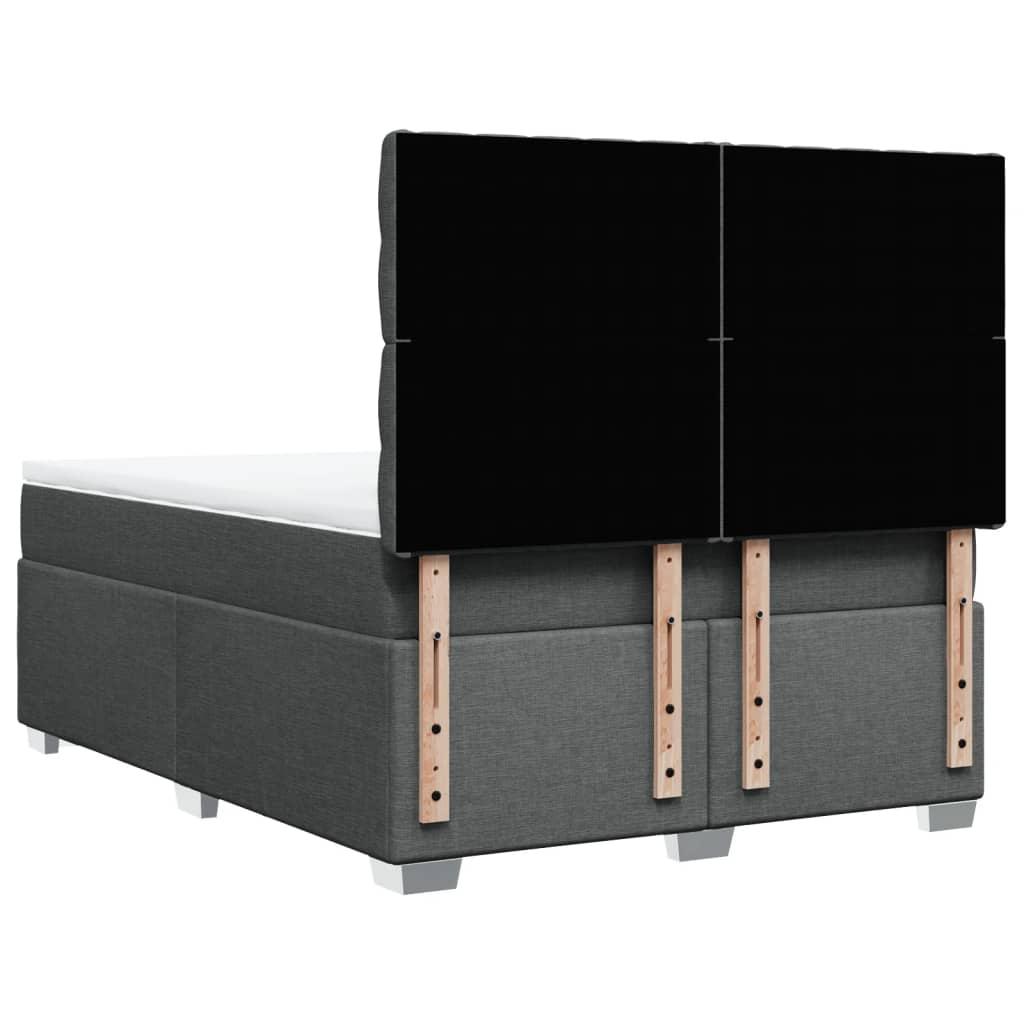 Box Spring Bed with Mattress Black Queen Fabric