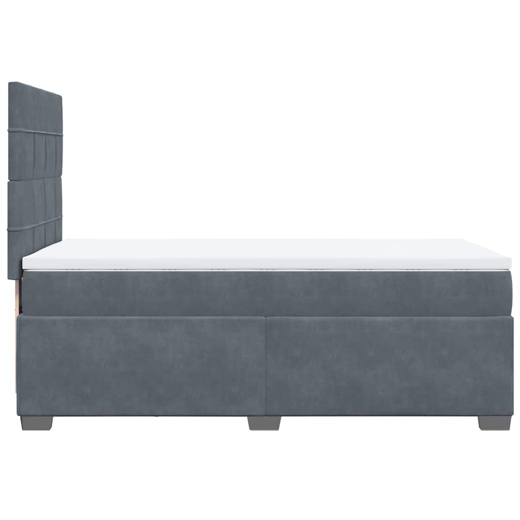 Box Spring Bed with Mattress Dark Grey King Single Velvet
