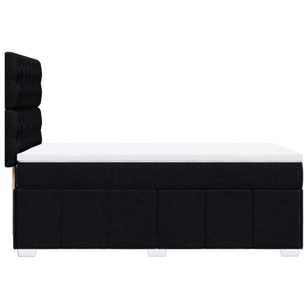 Box Spring Bed with Mattress Black King Single Fabric