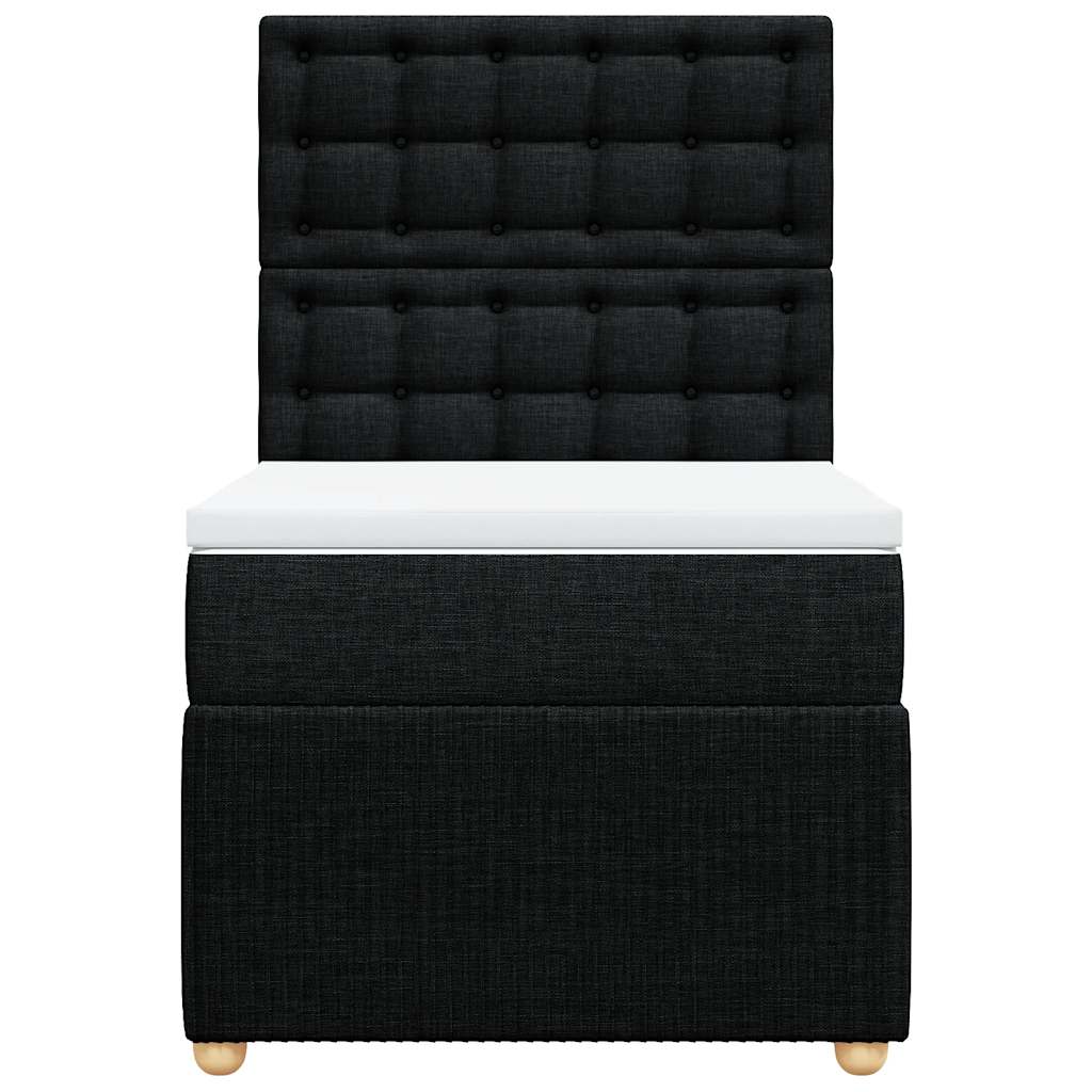 Box Spring Bed with Mattress Black King Single Fabric