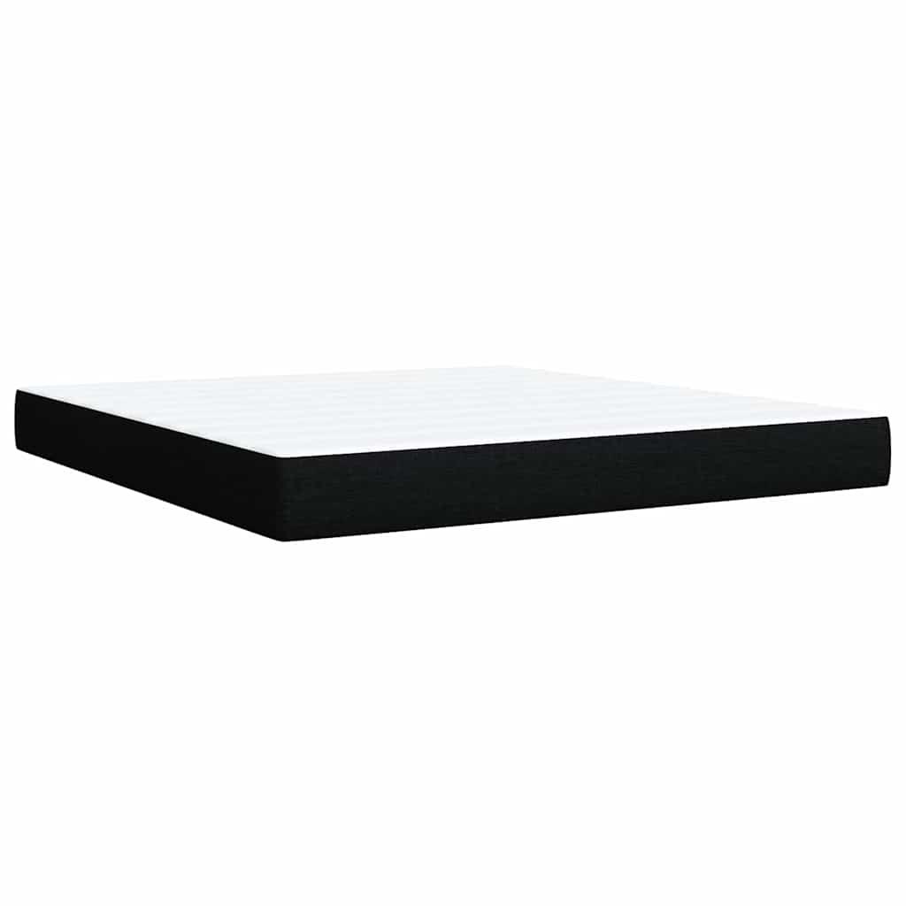 Box Spring Bed with Mattress Black Double Fabric