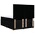 Box Spring Bed with Mattress Black Queen Fabric