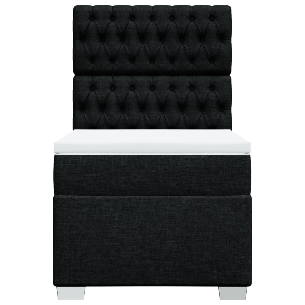 Box Spring Bed with Mattress Black King Single Fabric