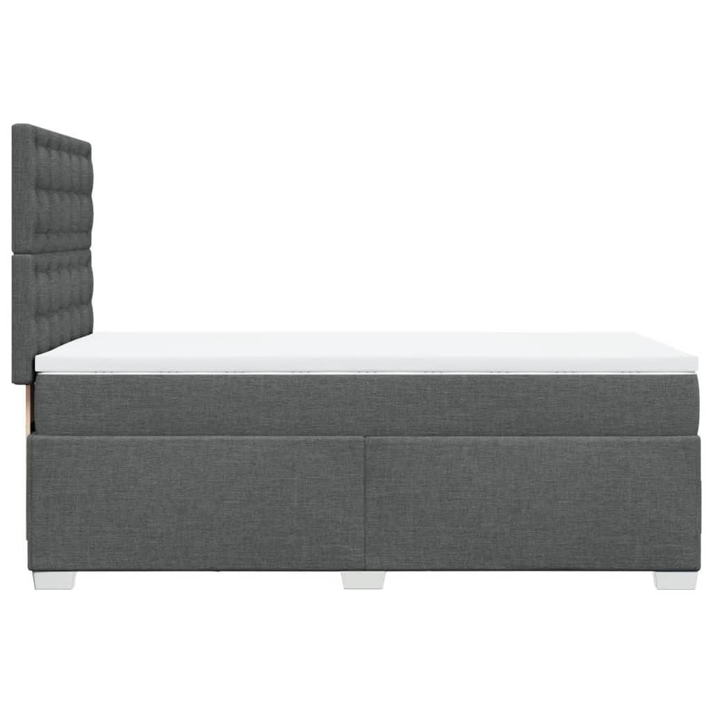 Box Spring Bed with Mattress Dark Grey King Single Fabric