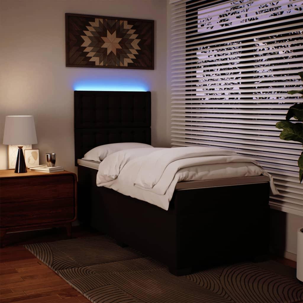 Box Spring Bed with Mattress Black King Single Faux Leather