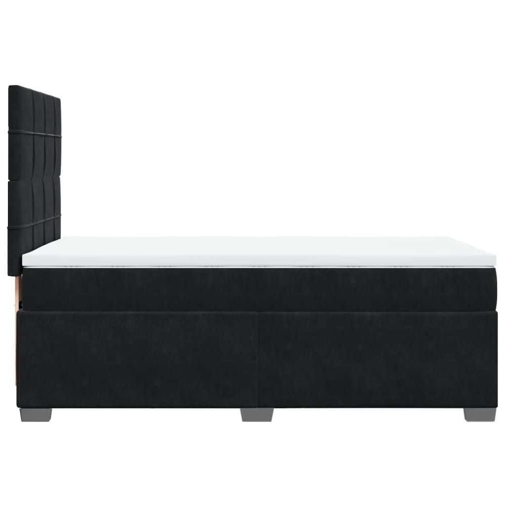 Box Spring Bed with Mattress Black King Single Velvet