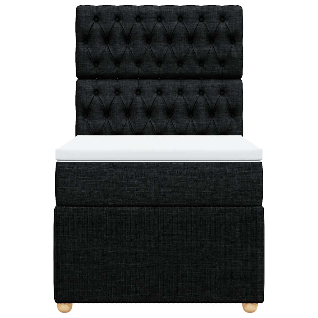 Box Spring Bed with Mattress Black King Single Fabric