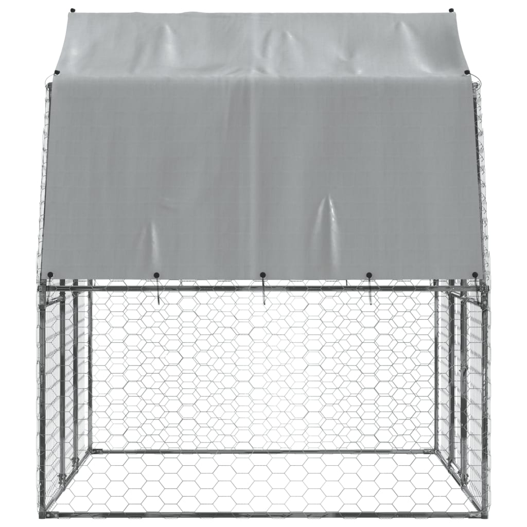 Dog Cage with Roof and Door Silver Galvanised Steel