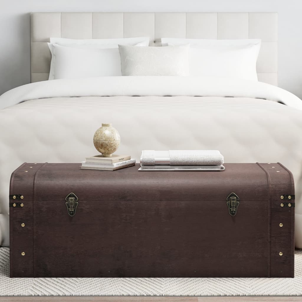 Treasure Chest with Latches Dark Brown 110x50x39.5 cm Plywood