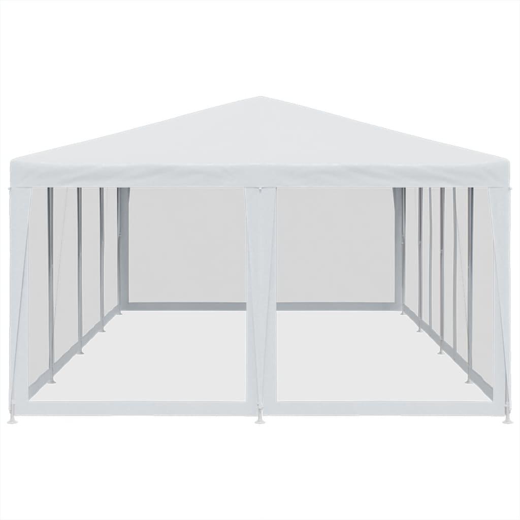Party Tent with 12 Mesh Sidewalls White 8x4 m HDPE