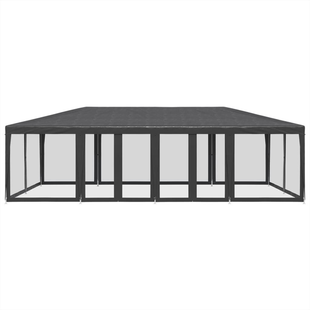 Party Tent with 12 Mesh Sidewalls Anthracite 8x4 m HDPE