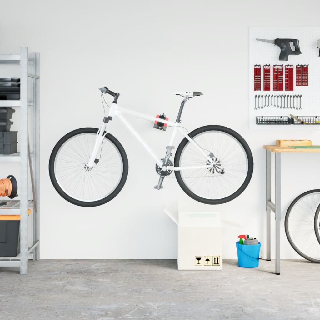 Bike Repair Stand Wall Mounted Foldable Red and Black Steel