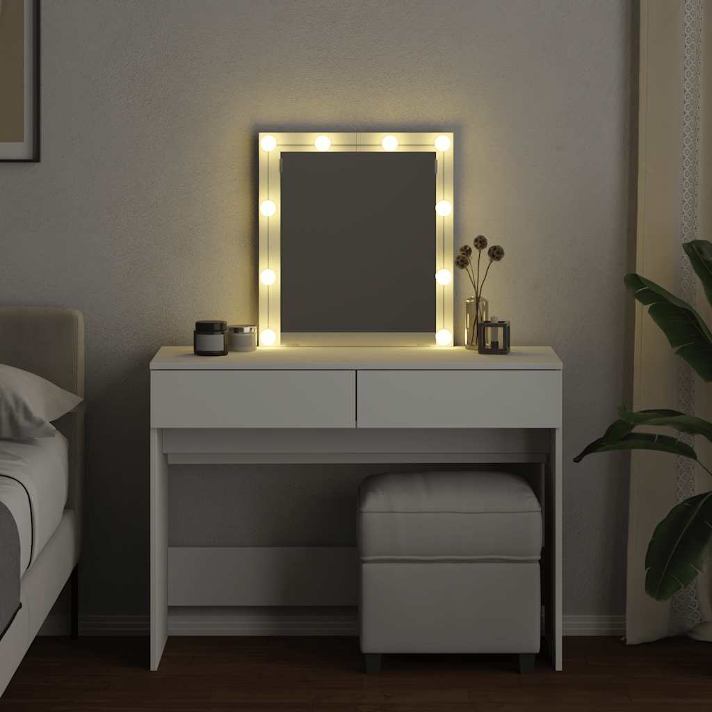 Dressing Table with LED White 100x40x130 cm