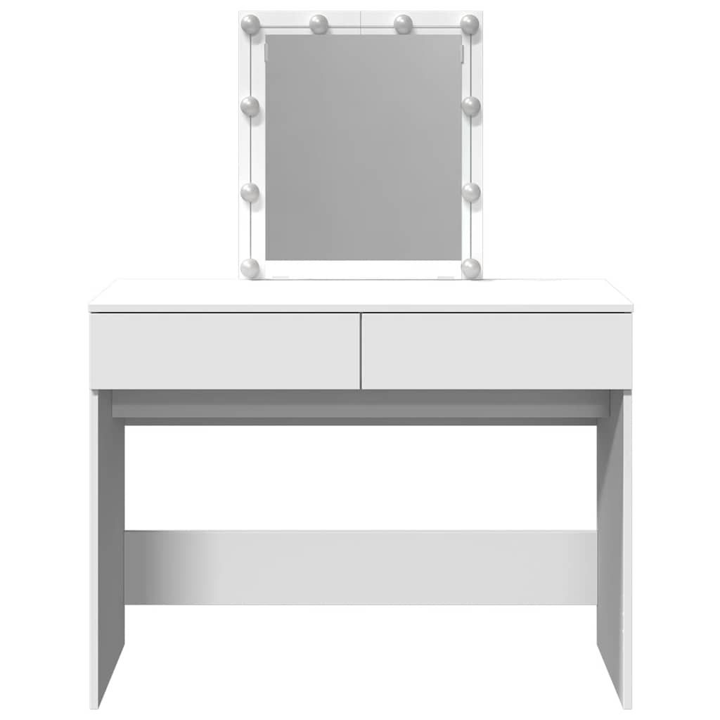 Dressing Table with LED White 100x40x130 cm