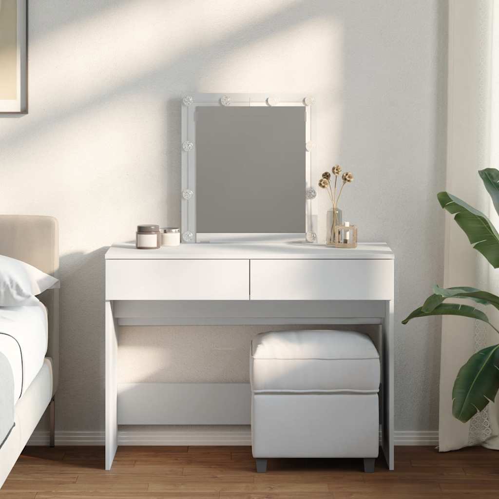 Dressing Table with LED White 100x40x130 cm