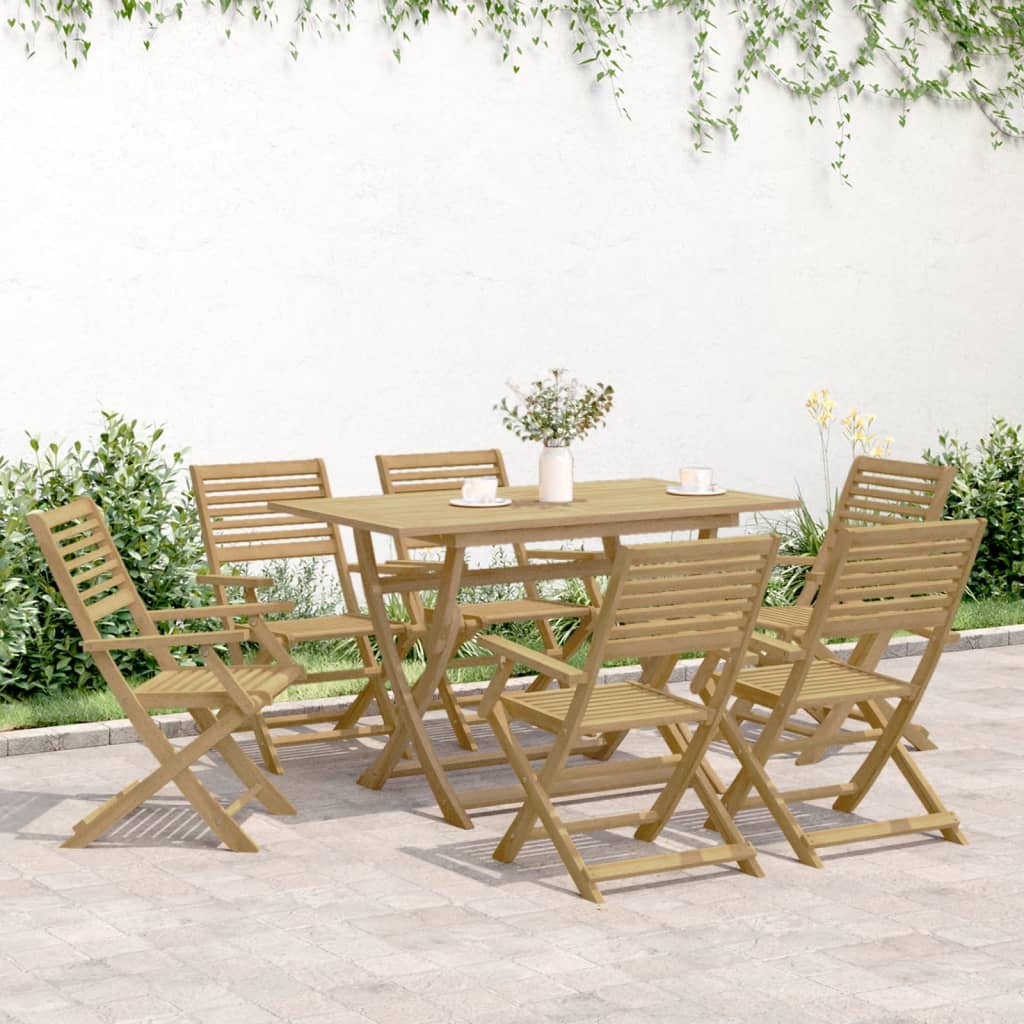 7 Piece Garden Dining Set Solid Wood Acacia