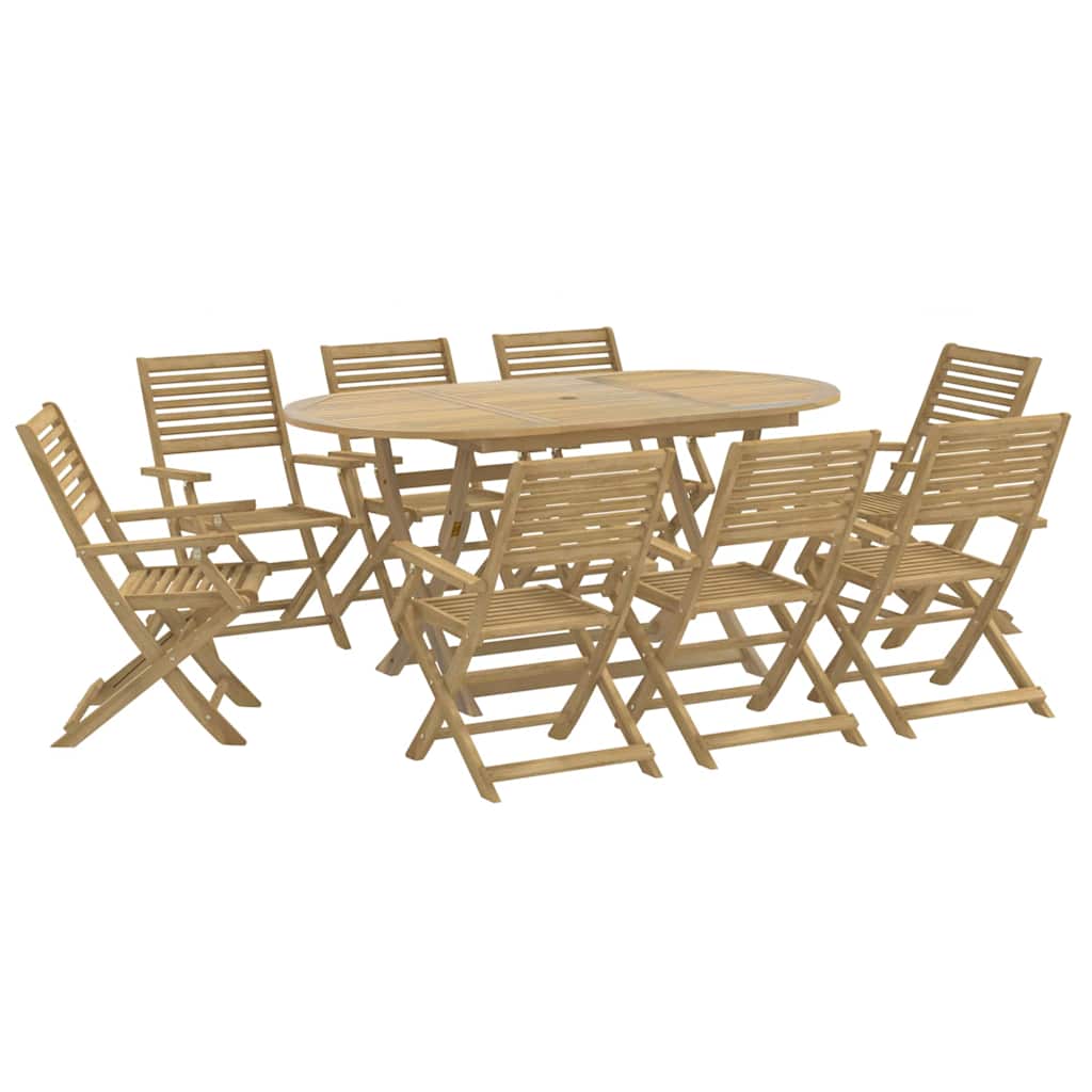 9 Piece Garden Dining Set Solid Wood Acacia