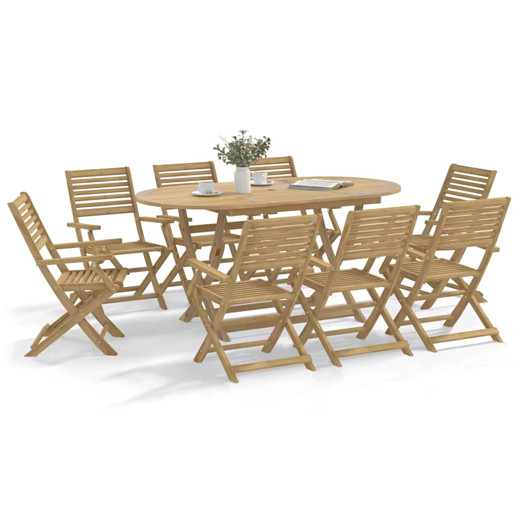 9 Piece Garden Dining Set Solid Wood Acacia
