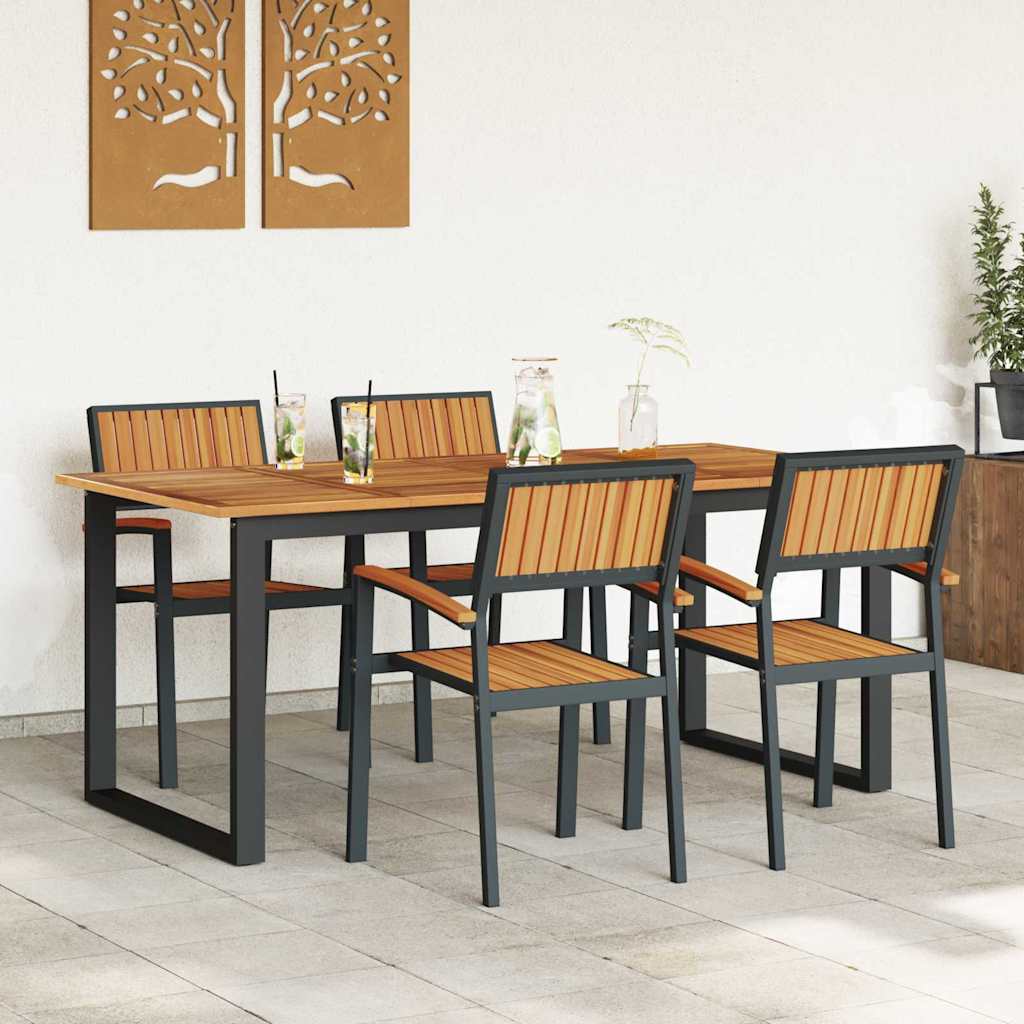 Garden Dining Set 5 pcs Black Solid Acacia Wood