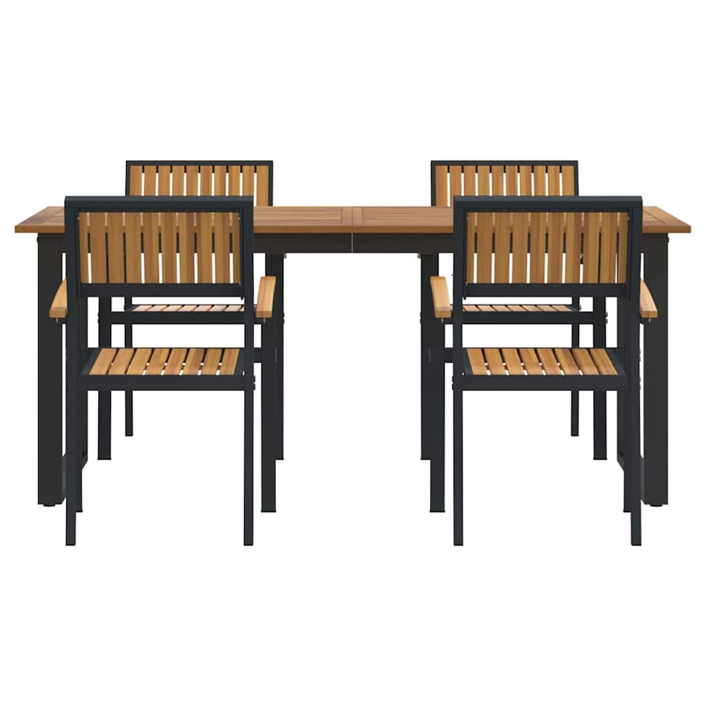 Garden Dining Set 5 pcs Black Solid Acacia Wood