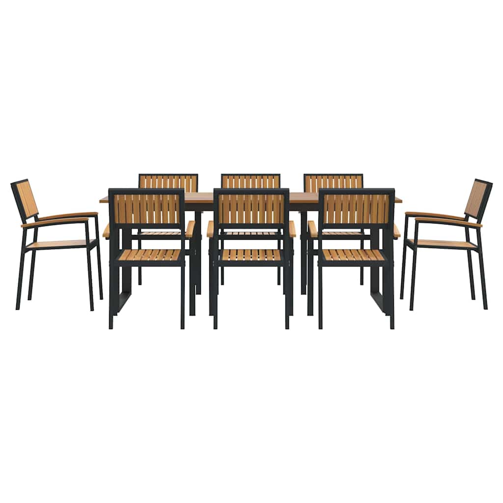 Garden Dining Set 9 pcs Black Solid Acacia Wood