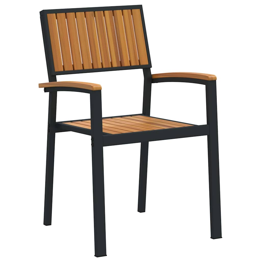Garden Dining Set 7 pcs Black Solid Acacia Wood