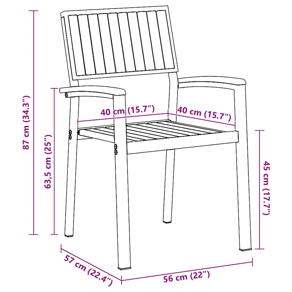 Garden Dining Set 3 pcs Black Solid Acacia Wood