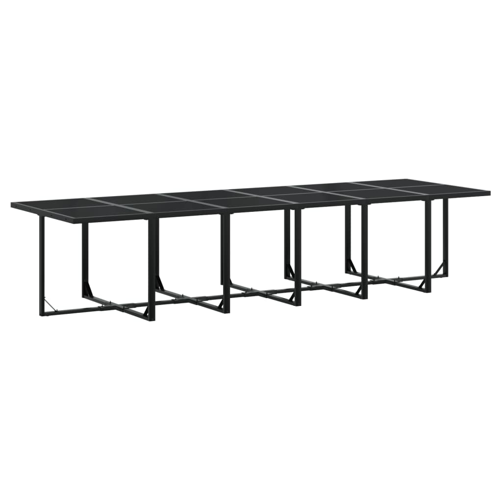 13 Piece Garden Dining Set with Cushions Black Textilene