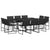 11 Piece Garden Dining Set with Cushions Black Textilene