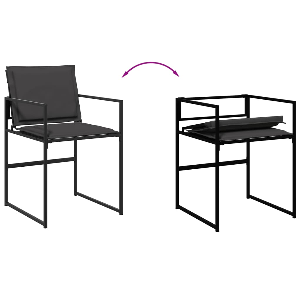 17 Piece Garden Dining Set with Cushions Black Textilene