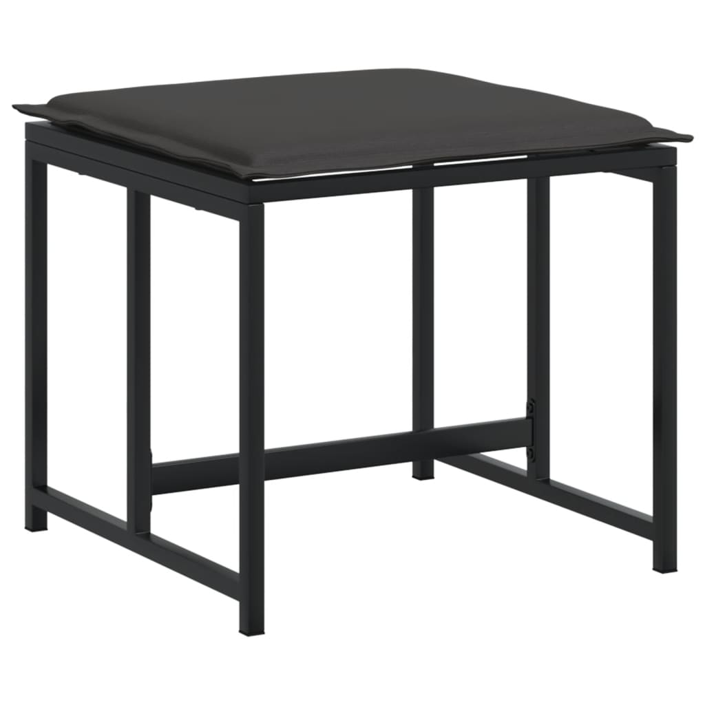 17 Piece Garden Dining Set with Cushions Black Textilene