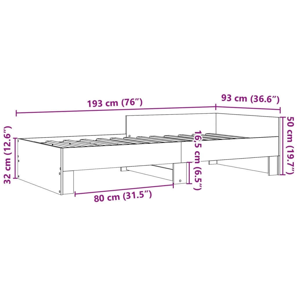 Bed Frame without Mattress Sonoma Oak 90x190 cm Engineered Wood