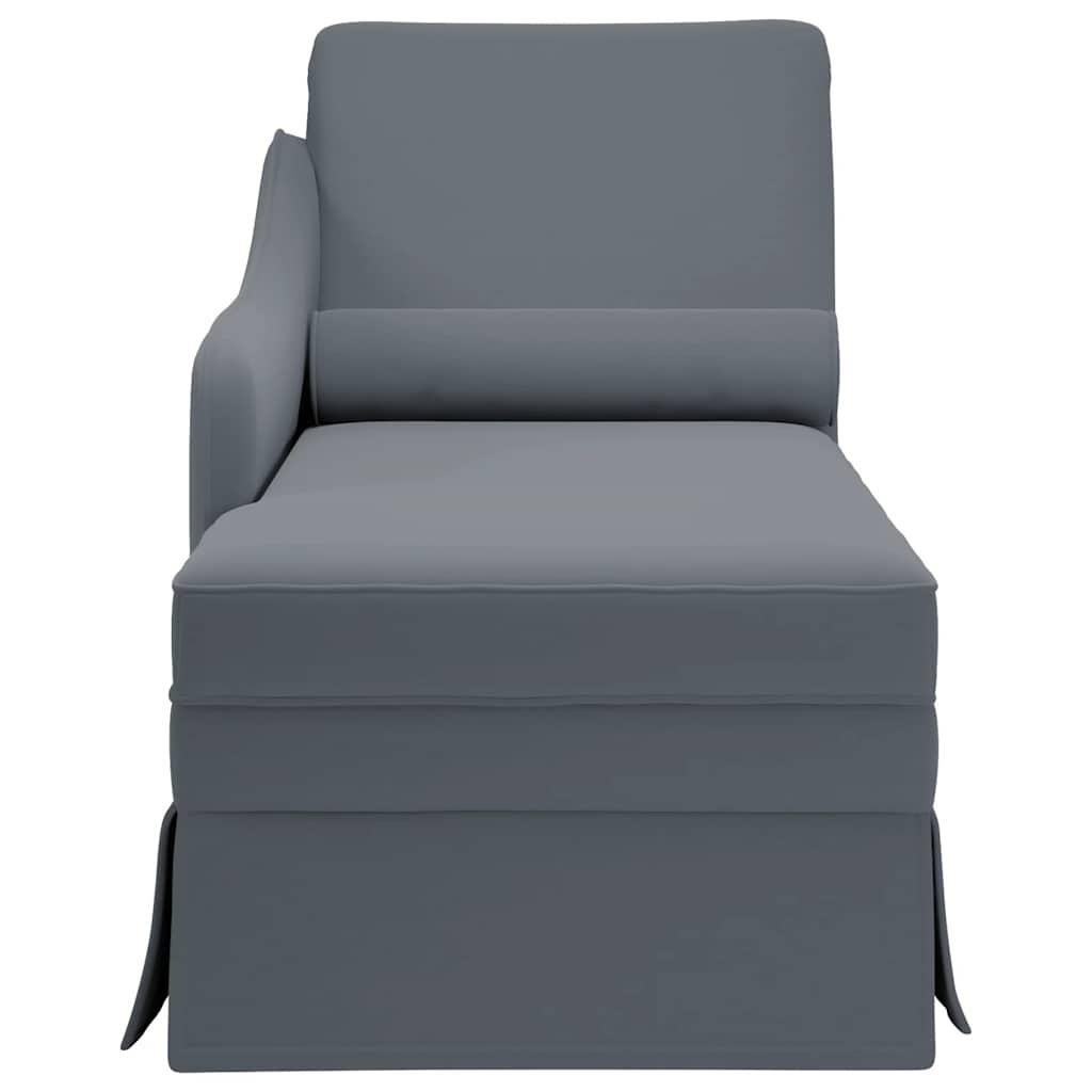 Chaise Lounge with Bolster and Right Armrest Dark Grey Velvet