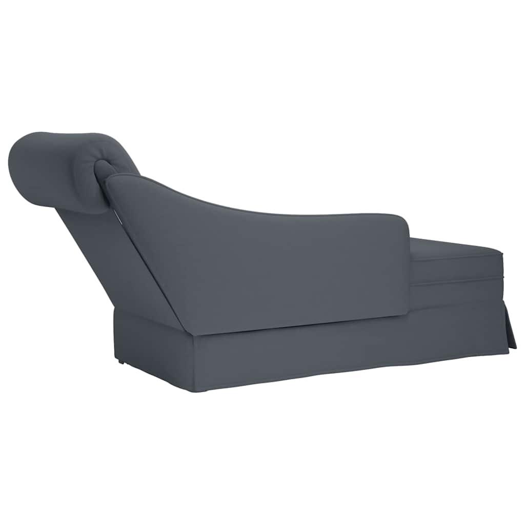 Chaise Lounge with Bolster and Right Armrest Dark Grey Velvet