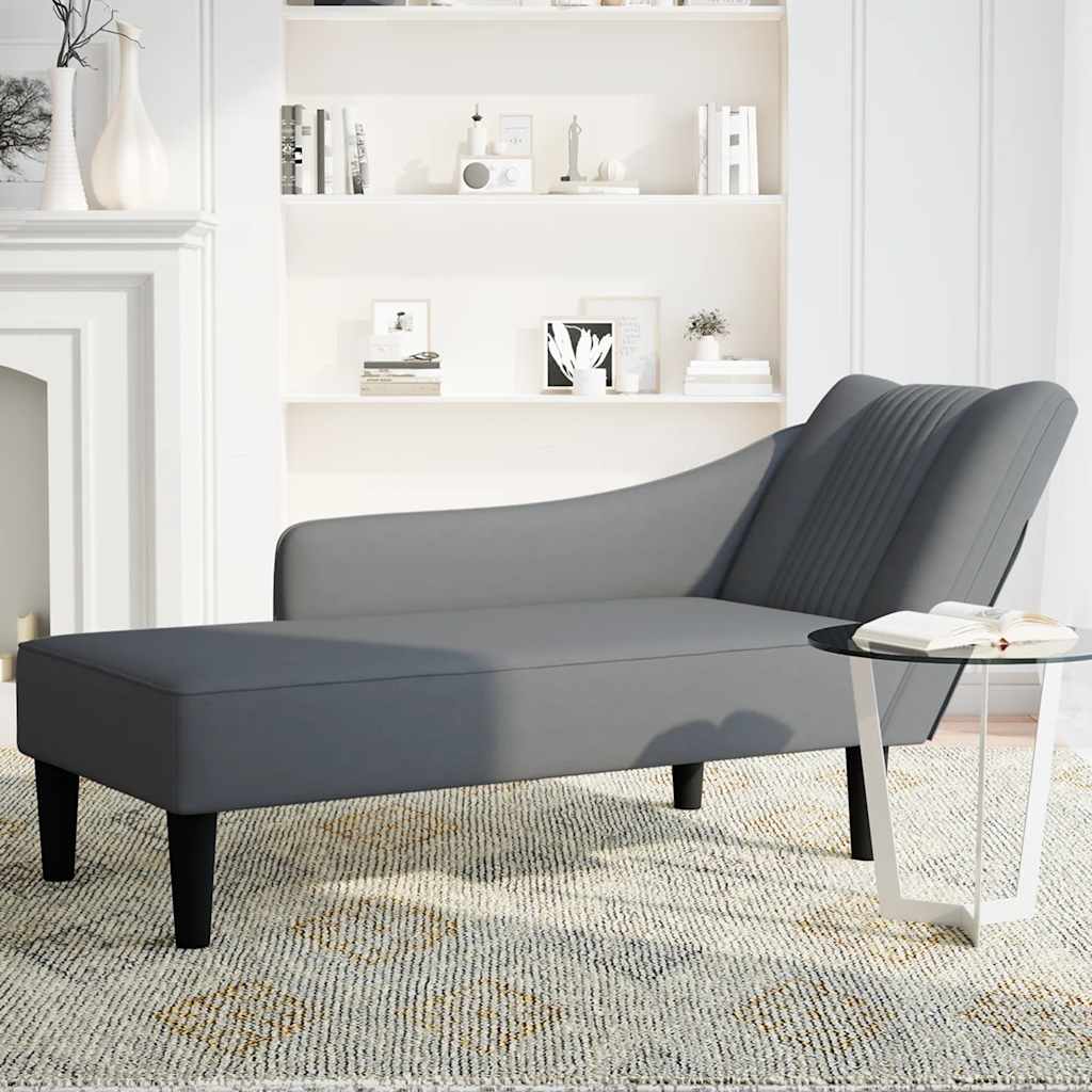 Chaise Lounge with Right Armrest Dark Grey Velvet