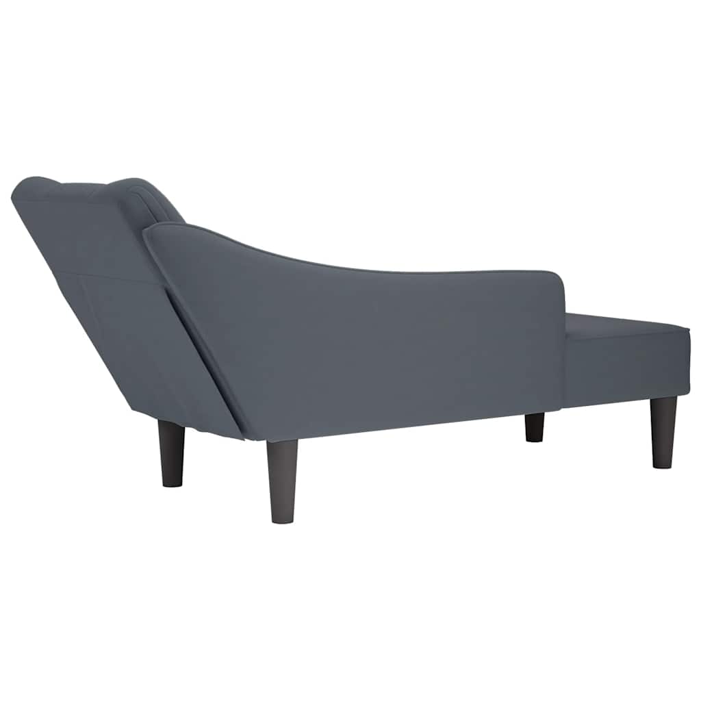 Chaise Lounge with Right Armrest Dark Grey Velvet