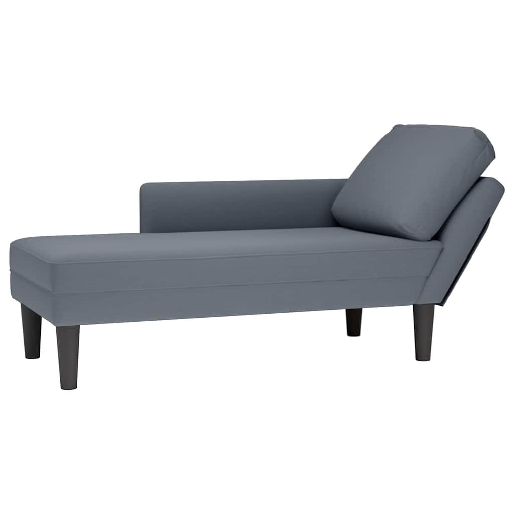 Chaise Lounge with Pillow and Right Armrest Dark Grey Velvet