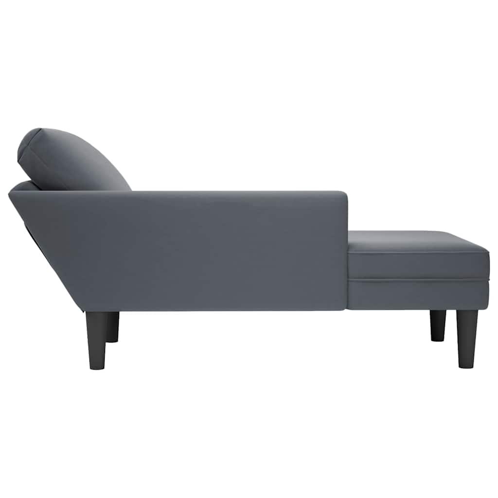 Chaise Lounge with Pillow and Right Armrest Dark Grey Velvet