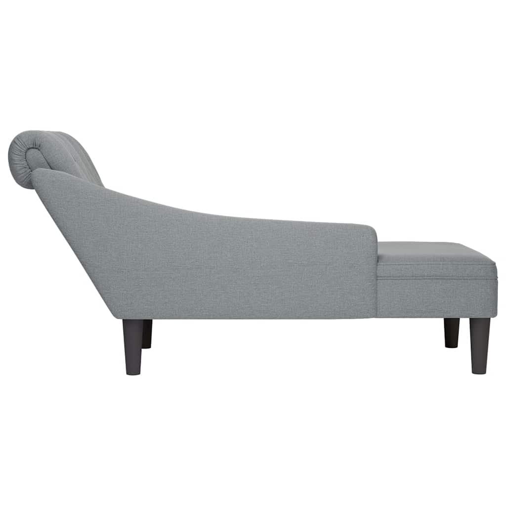 Chaise Lounge with Pillow and Right Armrest Light Grey Fabric